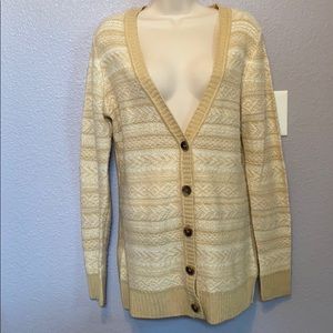 Beige Button Down Cardigan Sweater